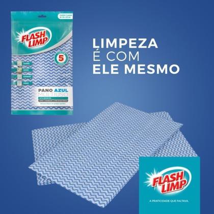 Imagem de Pano Multiuso Azul com 5 unidades Flashlimp