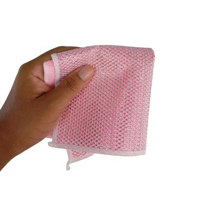 Imagem de Pano Multiuso Rosa Kit 3 Arame Metalico Limpeza Cozinha Fio de Prata