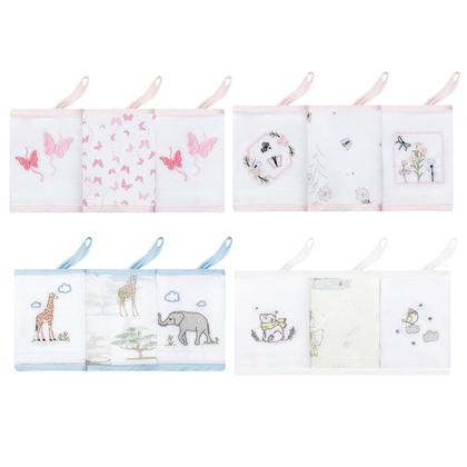 Imagem de Pano Paninho De Boca Bebê Bordado Com Prendedor De Chupeta C/3 un. - Papizinha