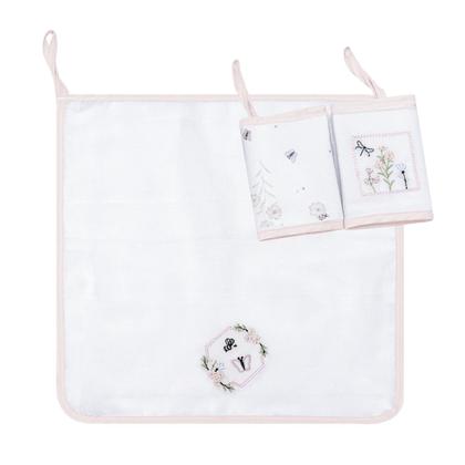 Imagem de Pano Paninho De Boca Bebê Bordado Com Prendedor De Chupeta C/3 un. - Papizinha