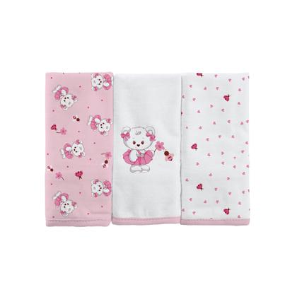 Imagem de Pano Paninho De Boca Malha 100% Algodão Fio 30 Menina Menino  C/3 Unidades