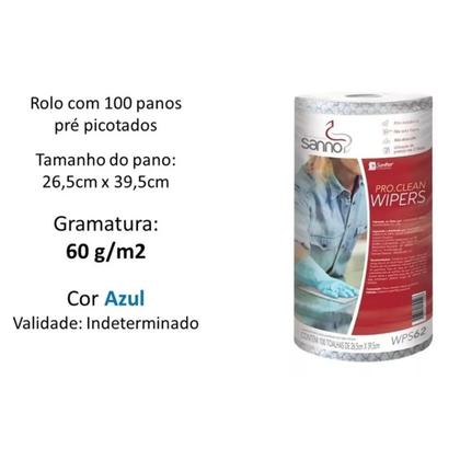 Imagem de Pano Toalha Reutilizável WPS 60 Sanno Clean 26,5 x 39,5cm Pacote 100 Un