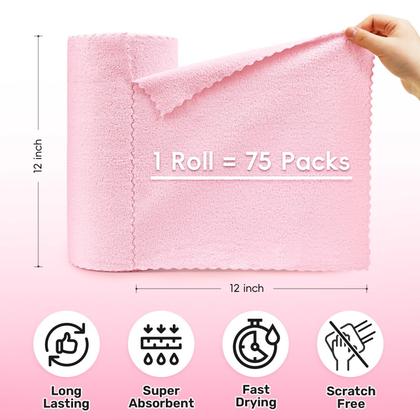 Imagem de Panos de limpeza de microfibra Roll SOOWASH 75, pacote 30x30cm, rosa