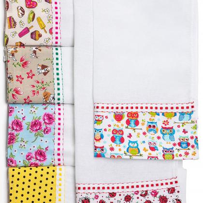 Imagem de Panos De Prato Copa Barrado Kit Com 10 Peças Atacado