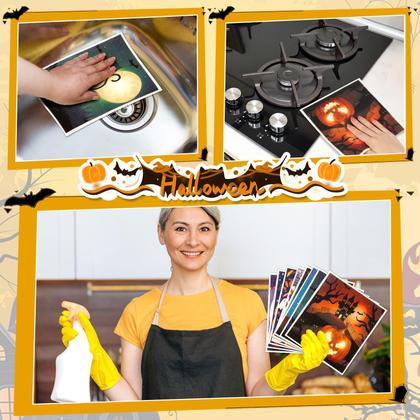 Imagem de Panos de prato suecos reutilizáveis Lucomb Halloween, pacote com 8