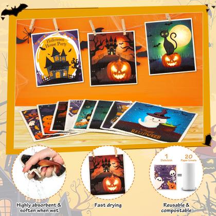 Imagem de Panos de prato suecos reutilizáveis Lucomb Halloween, pacote com 8