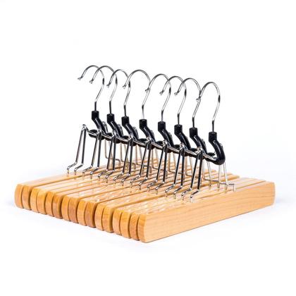 Imagem de Pants Hangers Amber Home Wood Clamp Velvet, pacote com 10, natural