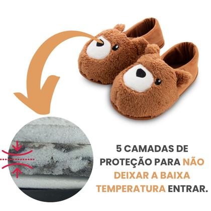 Imagem de Pantufa 3D Ursinho Adulta e Infantil Sola Antiderrapante Super Quentinha e Fofinha.