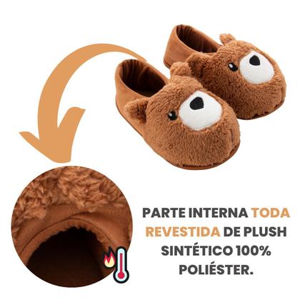 Imagem de Pantufa 3D Ursinho Adulta e Infantil Sola Antiderrapante Super Quentinha e Fofinha.