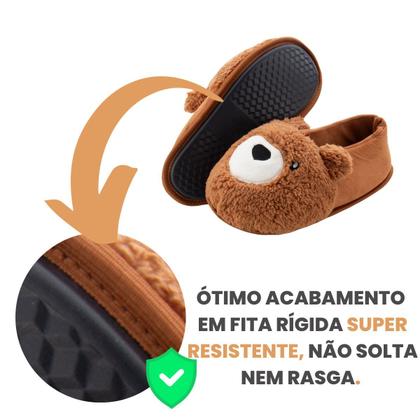 Imagem de Pantufa 3D Ursinho Adulta e Infantil Sola Antiderrapante Super Quentinha e Fofinha.