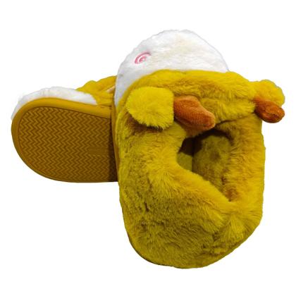 Imagem de Pantufa 3d Vaca infantil Solado De Borracha Bichinho Vaquinha Pelúcia Inverno 1 par