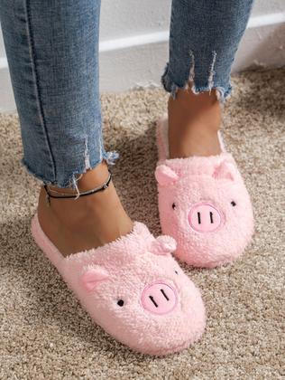 Imagem de Pantufa Adulto Feminina Infantil Porquinho Pelúciada Macia  Antiderrapante