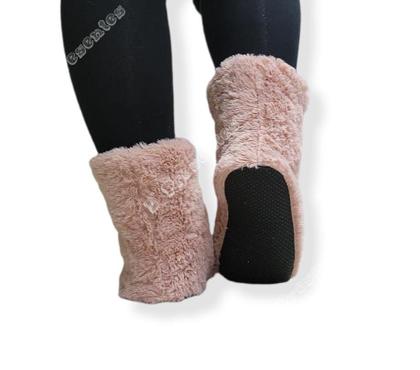 Imagem de Pantufa Bota Conforto Pelinho Quente Plush Cor Lisa Feminina