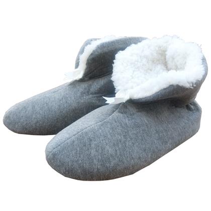 Imagem de Pantufa Botinha de Quarto Feminino Pel Plush Cinza Mescla