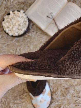 Imagem de Pantufa / Chinelo de quarto de algodão com pelo unissex