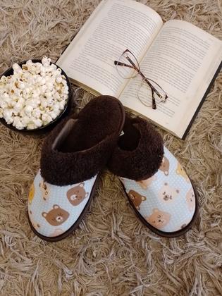 Imagem de Pantufa / Chinelo de quarto de algodão com pelo unissex