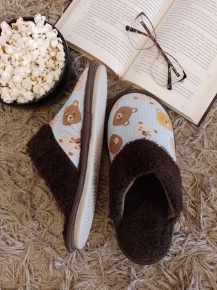Imagem de Pantufa / Chinelo de quarto de algodão com pelo unissex