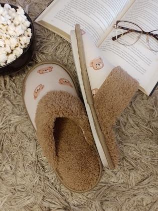 Imagem de Pantufa / Chinelo de quarto de algodão com pelo unissex