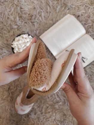 Imagem de Pantufa / Chinelo de quarto de algodão com pelo unissex