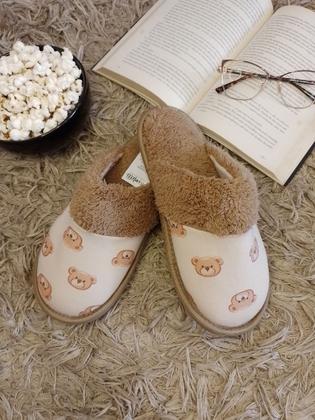 Imagem de Pantufa / Chinelo de quarto de algodão com pelo unissex
