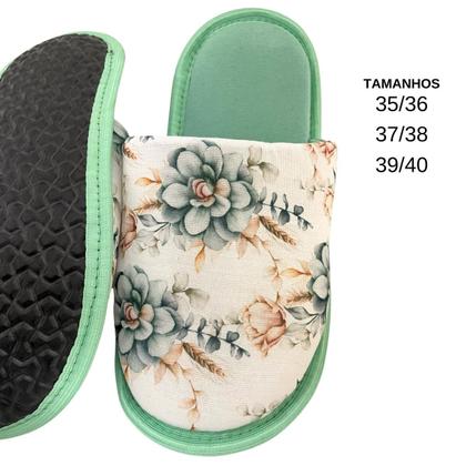 Imagem de Pantufa chinelo de quarto feminina floral super confortável