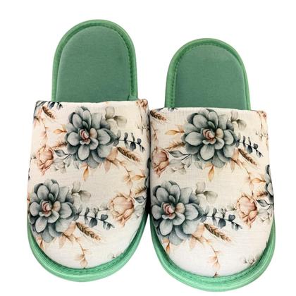 Imagem de Pantufa chinelo de quarto feminina floral super confortável