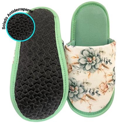 Imagem de Pantufa chinelo de quarto feminina floral super confortável