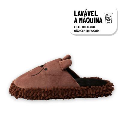 Imagem de Pantufa chinelo de quarto solado mop urso marrom tam 38/39