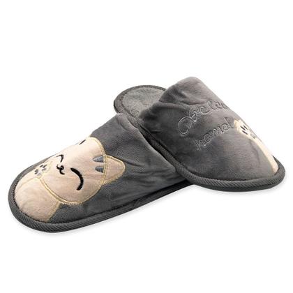 Imagem de Pantufa Chinelo para Dormir Gatinho com 4 Cores e 3 Tamanhos