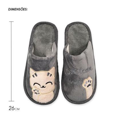 Imagem de Pantufa Chinelo para Dormir Gatinho com 4 Cores e 3 Tamanhos