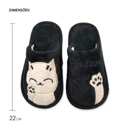 Imagem de Pantufa Chinelo para Dormir Gatinho com 4 Cores e 3 Tamanhos
