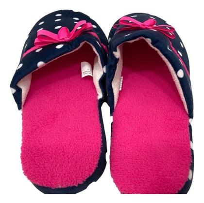 Imagem de Pantufa Feminina Gasf Poá Azul Com Rosa