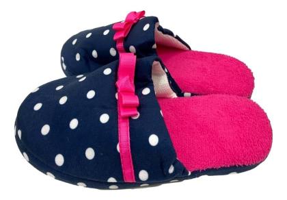 Imagem de Pantufa Feminina Gasf Poá Azul Com Rosa