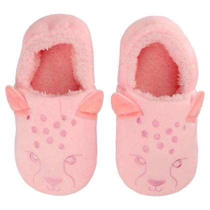 Imagem de Pantufa Infantil Antiderrapante Menina Bebe Onça Pimpolho