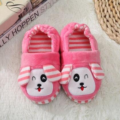 Imagem de Pantufa Infantil Antiderrapante Menina Cachorro Pelo Inverno