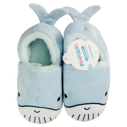 Imagem de Pantufa Infantil Antiderrapante Menino Baleia Azul Pimpolho