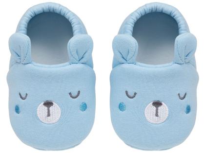 Imagem de Pantufa Infantil de Algodão Sapatilha Urso Azul Antiderrapante