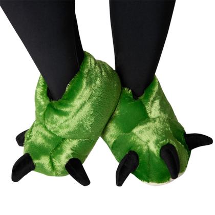 Imagem de Pantufa Infantil De Monstro Verde Dino Sola Antiderrapante