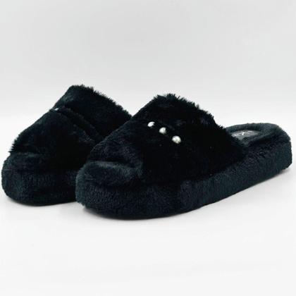 Imagem de Pantufa Katurê Slide Flatform Slide em Fleece com Pérolas Feminina