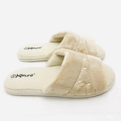 Imagem de Pantufa Katurê Slide Fleece com Pérolas Feminina