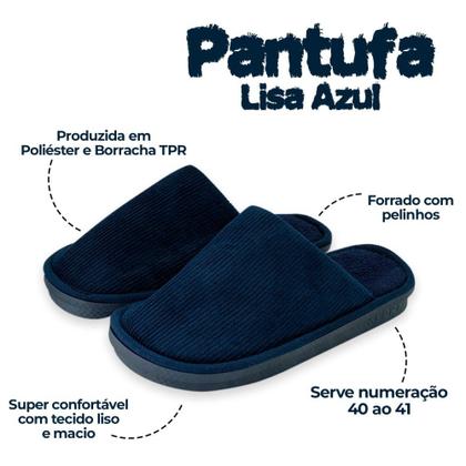 Imagem de Pantufa Masculina Lisa Azul 40/41: Conforto e Qualidade para Manter os Pés Aquecidos no Inverno