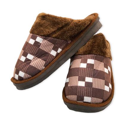 Imagem de Pantufa Masculina Xadrez Marrom 44/45