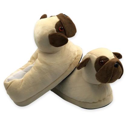 Imagem de Pantufas de Cachorro Pug 3D Tamanho Único