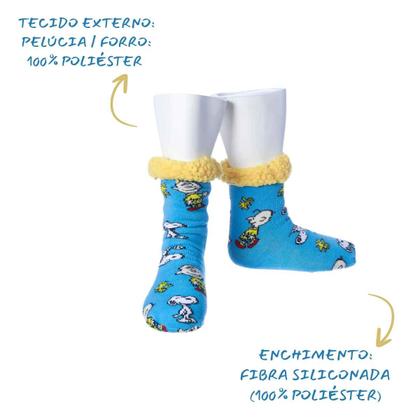Imagem de Pantufas Meias Snoopy, Tamanhos 33 Ao 41, Antiderrapante Original Peanuts - Zona Criativa