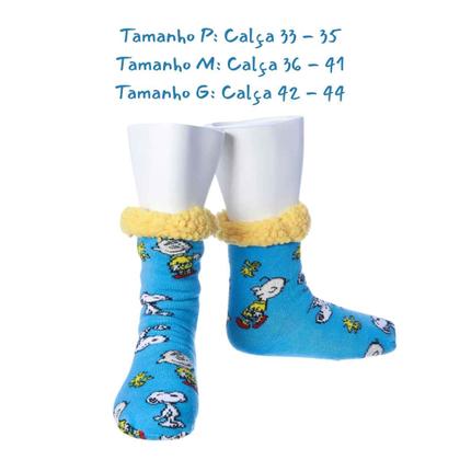 Imagem de Pantufas Meias Snoopy, Tamanhos 33 Ao 41, Antiderrapante Original Peanuts - Zona Criativa