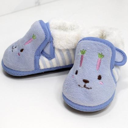 Imagem de Pantufas Sapatinho Para Bebês Coelhinho Forrada com tiras autocolantes