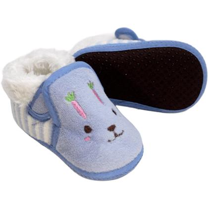 Imagem de Pantufas Sapatinho Para Bebês Coelhinho Forrada com tiras autocolantes