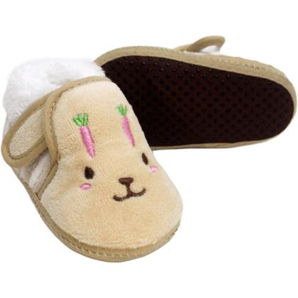 Imagem de Pantufas Sapatinho Para Bebês Coelhinho Forrada com tiras autocolantes