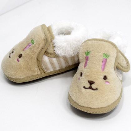 Imagem de Pantufas Sapatinho Para Bebês Coelhinho Forrada com tiras autocolantes