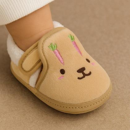 Imagem de Pantufas Sapatinho Para Bebês Coelhinho Forrada com tiras autocolantes